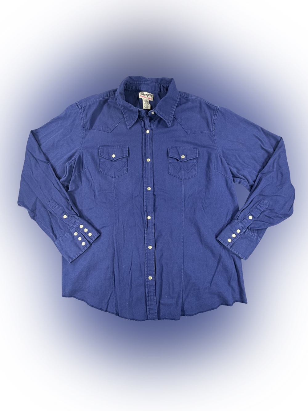 Men’s Wrangler Vintage Royal Blue Western Snap Shirt Size XXL